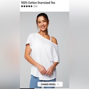 NWOT Fabletics White Off-Shoulder Tee